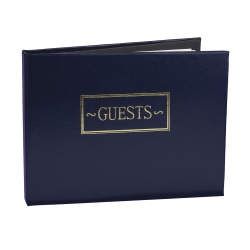 Taylor Party And Event Guest Book, 5-3/4" x 7-1/2", Navy Blue/Gold
