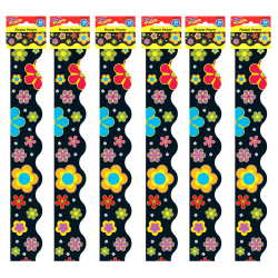 Trend Terrific Trimmers Packs, 39’ x 2-1/4", Flower Power, Set Of 6 Packs