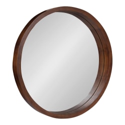 Uniek Kate And Laurel Hutton Round Mirror, 22"H x 22"W x 2-3/16"D, Walnut Brown