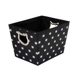 Advantus Fabric Cat Toy Bin, 10"H x 10-3/4"W x 14-1/2"L, Black