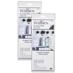 Wallies Dry-Erase Rectangle Labels, White, 9 Labels Per Set, Pack Of 2 Sets