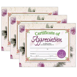 Hayes Publishing Certificate Of Appreciation, 30 Per Pack, Set Of 3 Packs