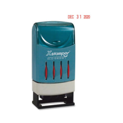 Xstamper VersaDater Small Type Date Stamp - Message/Date Stamp - FAXED, PAID, RECEIVED - 0.87" Impressionx 0.12" Impression - Red - Recycled - 1 Each