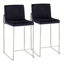 Lumisource Fuji Contemporary Counter Stools, Black/Silver, Set Of 2 Stools, B26FUJIHBSSVBK2