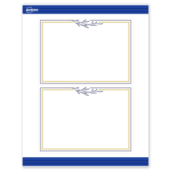 Avery® Printable Invitation Cards With Sure Feed® Technology, S00-DNS-PRMWC10, Rectangle, 5" x 7", Matte White, Preprinted Gold & Navy Border with Florals Design, Pack Of 20