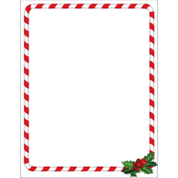 Great Papers! Holiday-Themed Letterhead Paper Stationery, 8-1/2" x 11", Candy Cane Holly, Pack Of 80 Sheets
