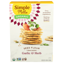 Simple Mills Seed Flour Crackers, Garlic & Herb, 4.25 Oz, Total Qty 6
