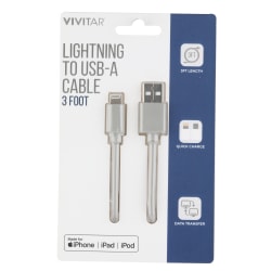 Vivitar Lightning To USB-A Cable, 3', Gray, NIL1003