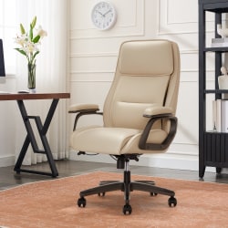 Serta® SmartLayers™ Mosby Ergonomic Vegan Leather High-Back Executive Office Chair, Cream