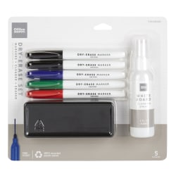 Office Depot® Brand Dry-Erase Marker Set, Fine Point, 100% Recycled Plastic Barrel, Assorted Colors