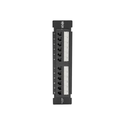 Tripp Lite Cat5e Wall-Mount 12-Port Patch Panel - PoE+ Compliant, 110/Krone, 568A/B, RJ45 Ethernet, TAA - Patch panel - desk mountable, wall mountable - CAT 5e - RJ-45 X 12 - black - TAA Compliant
