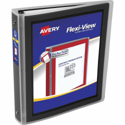 Avery® Flexi-View™ 3-Ring Binder, 1 1/2" Round Rings, Black
