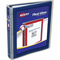 Avery® Flexi-View™ 3-Ring Binder, 1 1/2" Round Rings, Navy