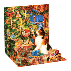 Up With Paper Christmas Pop-Up Greeting Card With Envelope, Half Fold, 5 1/4" x 5 1/4", Christmas Mischief