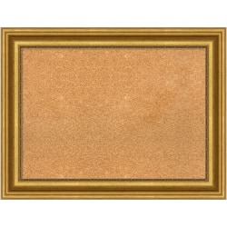 Amanti Art Non-Magnetic Cork Bulletin Board, 34" x 26", Natural, Parlor Gold Plastic Frame