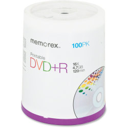 Memorex® Inkjet Printable DVD+R Disc Spindle, Pack Of 100