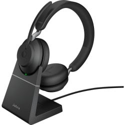 Jabra Evolve2 65 Headset With Charging Stand - Stereo - USB Type A - Wireless - Bluetooth - Over-the-head - Binaural - Supra-aural - Black