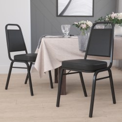 Flash Furniture HERCULES Series Trapezoidal Back Stacking Banquet Chairs, Black, Pack Of 4 Chairs