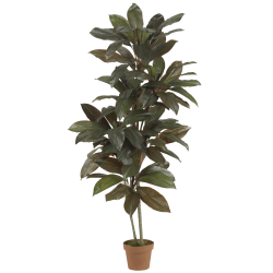Nearly Natural 5'H Real-Touch Silk Cordyline Plant With Pot, Green