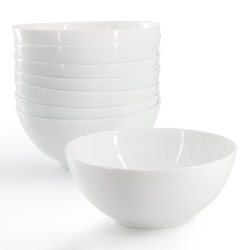 Ultra By Gibson Olstead 8-Piece Round Break-Resistant Tempered Opal Glass Bowl Set, 6-13/16", White