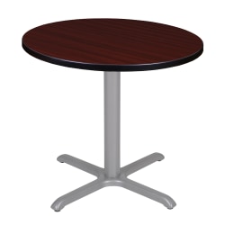 Regency Cain Round X-Base Breakroom Table, 29"H x 30"W x 30"D, Mahogany/Mocha Walnut, TB30RNDMHGY