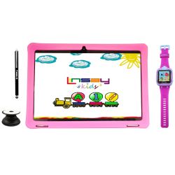 Linsay F10IPS Tablet, 10.1" Screen, 2GB Memory, 64GB Storage, Android 13, Kids Pink, F10IPKPWPP