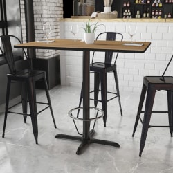 Flash Furniture Rectangular Laminate Table Top With Bar Height Table Base And Foot Ring, 43-3/16"H x 30"W x 48"D, Walnut