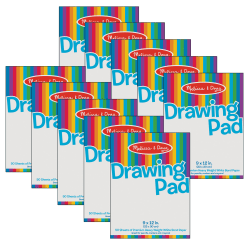 Melissa & Doug Drawing Pad, 9" X 12", 50 Sheets, White, Pack Of 10