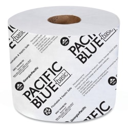 Georgia-Pacific Pacific Blue High-Capacity Bathroom Tissue, 1-Ply, White, 1,500 Sheets Per Roll, Carton Of 48 Rolls
