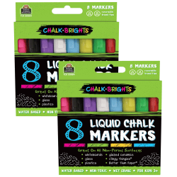 Teacher Created Resources Chalk Brights Liquid Chalk Markers, 2-Sided, Assorted Colors, 8 Markers Per Pack, Set Of 2 Packs