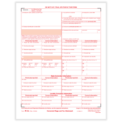ComplyRight® W-2C Tax Forms, Federal Copy A, Laser, 8-1/2" x 11", Pack Of 25 Forms