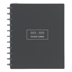 TUL® Discbound Monthly Teacher Planner, Letter Size, Gray, July 2022 To June 2023, TULTCHPLNR