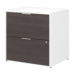 Bush Business Furniture Jamestown 24"D Lateral 2-Drawer File Cabinet, Storm Gray/White, Delivery