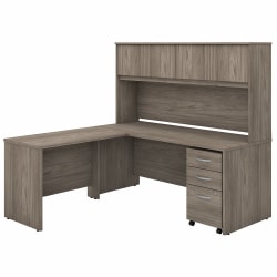 Bush® Business Furniture Studio C 72"W x 30"D L-Shaped Desk With Hutch, Mobile File Cabinet And 42"W Return, Modern Hickory, Standard Delivery