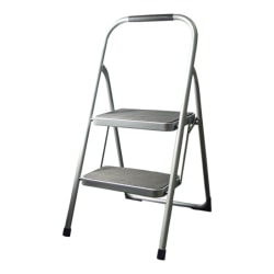 Gorilla Ladders Steel 2-Step Folding Step Ladder, 200-Lb Capacity, 19", Silver