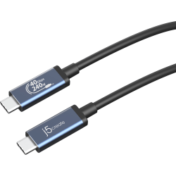 j5create USB 40Gbps 240W USB Type-C Cable, Black/Space Gray, JUC29L08