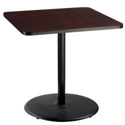 National Public Seating Square Café Table, Round Base, 36"H x 36"W x 36"D, Mahogany/Black