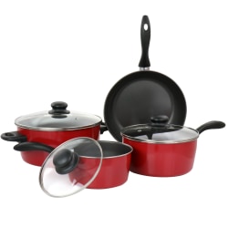 Gibson Home Armada 7-Piece Carbon Steel Non-Stick Cookware Set, Red