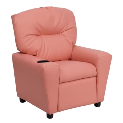 Flash Furniture Contemporary Kids Vinyl Recliner Accent Chair With Cup Holder, Pink