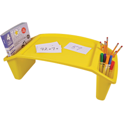 Deflecto Antimicrobial Kids Lap Tray - Supplies, Paper, Book, Pencil, Crayon, Mobile Device, Decoration/Activity - 39502YEL