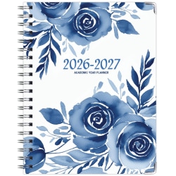 2026-2027 Excello Brands 14-Month Academic Year Hardcover Weekly/Monthly Fashion Planner, 8-1/2" x 11", Blue Bloom, May To June, Total Qty 1