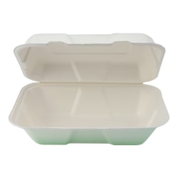 StalkMarket Hinged Hoagie Containers, 9" x 6" x 3", White, Pack of 200