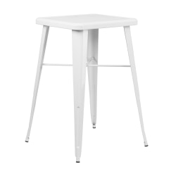 Flash Furniture Commercial Grade 23.75" Square Metal Indoor-Outdoor Bar Height Table, White