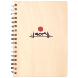 Denik Mountain Sunrise Wood Spiral Journal, 6-1/8" x 8-3/4", Ruled, Beige