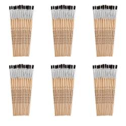 Charles Leonard Flat Tip Paint Brushes, 1/4" Natural Bristle, Short Handle, 12 Per Pack, Set Of 6 Packs