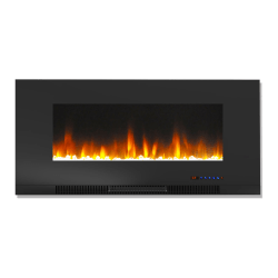 Cambridge Wall-Mount Electric Fireplace With Multicolor Flames, Crystal Rock, 42", Black