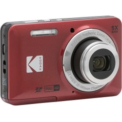 Kodak PIXPRO FZ55 16.4 Megapixel Compact Camera - Red - 1/2.3" CMOS Sensor - Autofocus - 2.7"LCD - 5x Optical Zoom - 6x Digital Zoom - Digital (IS) - 4608 x 3456 Image - 1920 x 1080 Video - Full HD Recording - HD Movie Mode