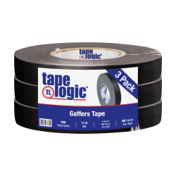Tape Logic Gaffers Tape, 1" x 60 Yd., 11 Mil, Black, Case Of 3 Rolls