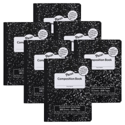 Pacon Composition Books With Dry Erase Surfaces, 9-3/4" x 7-1/2", Black Marble, 100 Sheets/200 Pages, Pack Of 6 Books