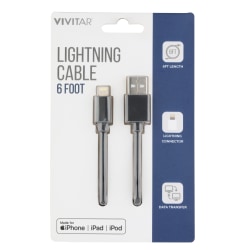 Vivitar Lightning To USB-A Cable, 6', Black, NIL1006-BLK-STK-24